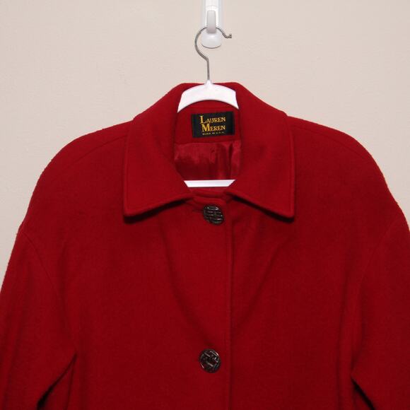 Vintage Lauren Meren Wool Blend Coat Red Medium (No size tag) - Picture 3 of 10